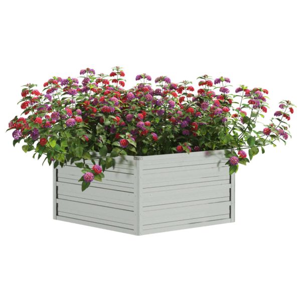 Canteiro elevado de jardim 129x45 cm aço galvanizado prateado - Image 3