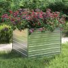 Canteiro elevado jardim 100x100x77 cm aço galvanizado prateado