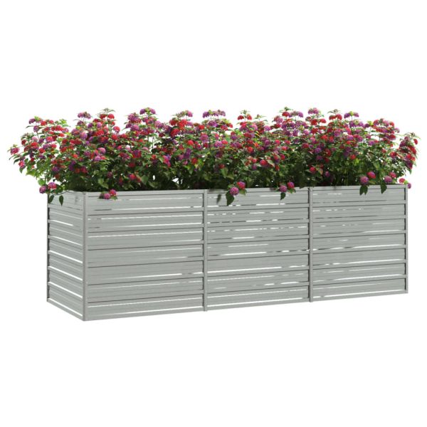 Canteiro elevado de jardim 240x80x77cm aço galvanizado prateado - Image 3