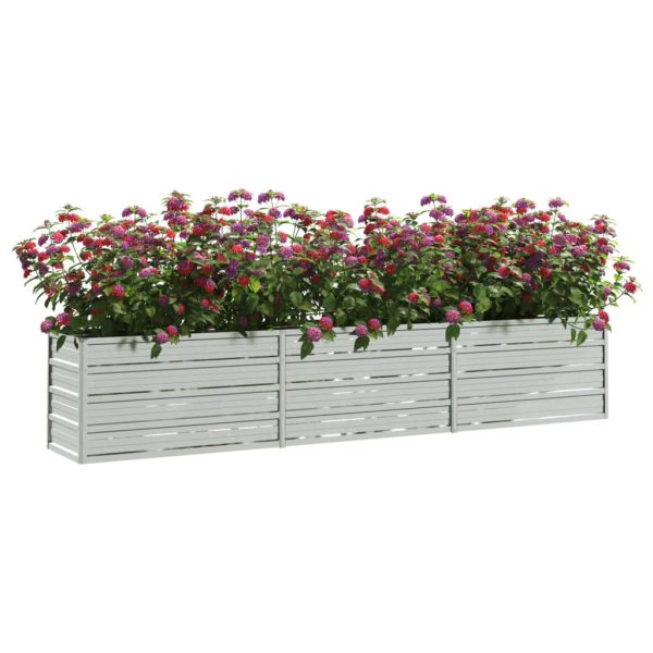 Canteiro elevado de jardim 240x40x45cm aço galvanizado prateado - Image 3