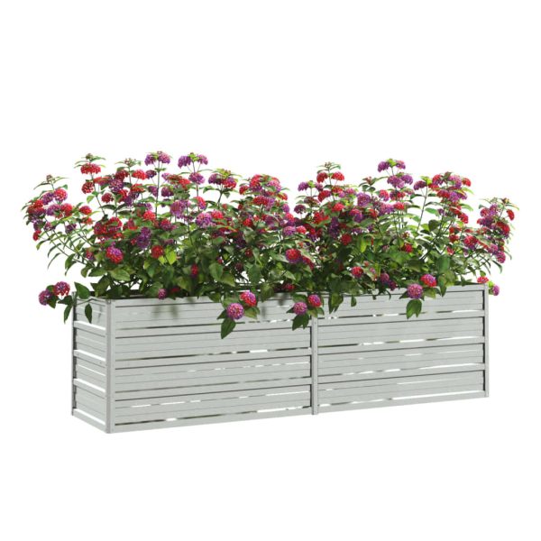 Canteiro elevado de jardim 160x40x45cm aço galvanizado prateado - Image 3