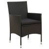 Cadeiras de jardim com almofadões 2 pcs vime PE preto - Image 2