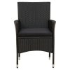 Cadeiras de jardim com almofadões 2 pcs vime PE preto - Image 3