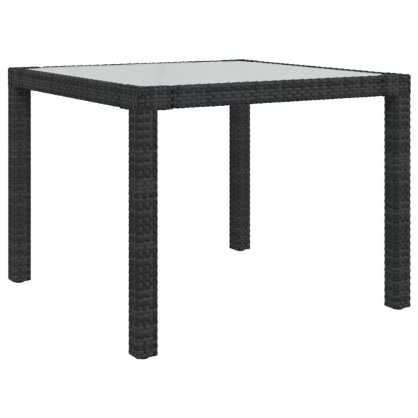 Mesa de jardim 90x90x75 cm vidro temperado e vime PE preto - Image 2