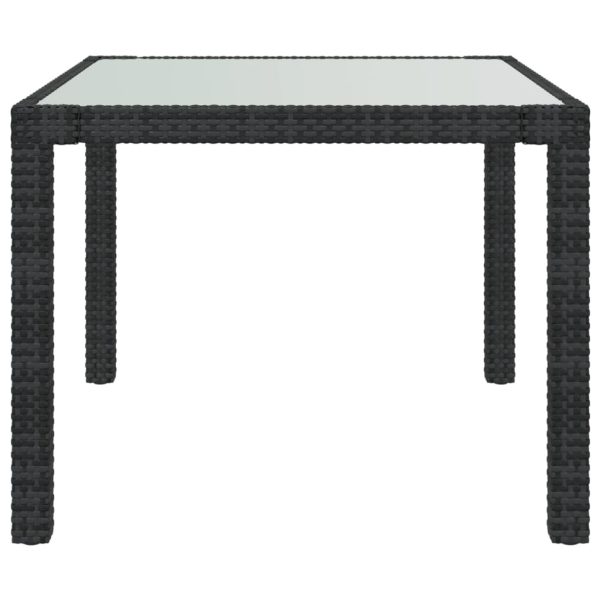 Mesa de jardim 90x90x75 cm vidro temperado e vime PE preto - Image 3