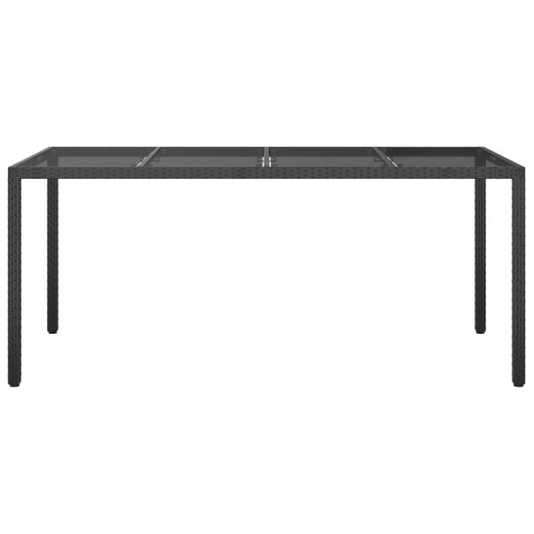 Mesa de jardim 190x90x75 cm vidro temperado e vime PE preto - Image 3