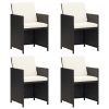 Cadeiras de jardim 4 pcs vime PE preto