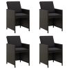 Cadeiras de jardim com almofadões 4 pcs vime PE preto