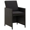 Cadeiras de jardim com almofadões 4 pcs vime PE preto - Image 2