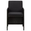 Cadeiras de jardim com almofadões 4 pcs vime PE preto - Image 3