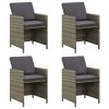 Cadeiras de jardim c/ almofadões 4 pcs vime PE cinzento