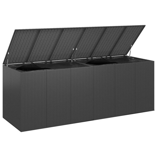 Caixa para almofadões de jardim 291x100,5x104 cm vime PE preto - Image 3