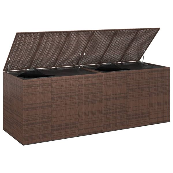 Caixa p/ almofadões de jardim 291x100,5x104 cm vime PE castanho - Image 3