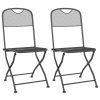 Cadeiras jardim dobráveis 2 pcs malha metal expandido antracite - Image 2