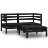 3 pcs conjunto lounge de jardim pinho maciço preto - Image 2