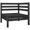 3 pcs conjunto lounge de jardim pinho maciço preto - Image 3