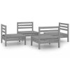 4 pcs conjunto lounge de jardim pinho maciço cinzento - Image 2