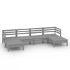 6 pcs conjunto lounge de jardim pinho maciço cinzento - Image 2