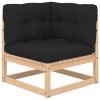 3 pcs conjunto lounge de jardim c/ almofadões pinho maciço - Image 2