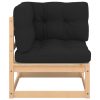 3 pcs conjunto lounge de jardim c/ almofadões pinho maciço - Image 3