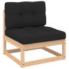 4 pcs conjunto lounge de jardim c/ almofadões pinho maciço - Image 2