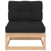 4 pcs conjunto lounge de jardim c/ almofadões pinho maciço - Image 3