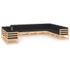 11 pcs conj. lounge jardim c/ almofadões antracite pinho maciço