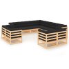 11 pcs conj. lounge jardim c/ almofadões antracite pinho maciço