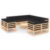 12 pcs conj. lounge jardim c/ almofadões antracite pinho maciço