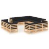 13 pcs conj. lounge jardim c/ almofadões antracite pinho maciço