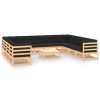12 pcs conj. lounge jardim c/ almofadões antracite pinho maciço