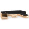 11 pcs conj. lounge jardim c/ almofadões antracite pinho maciço
