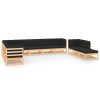 11 pcs conj. lounge jardim c/ almofadões antracite pinho maciço