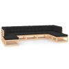 9 pcs conj. lounge jardim c/ almofadões antracite pinho maciço