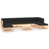 10 pcs conj. lounge jardim c/ almofadões pinho maciço antracite