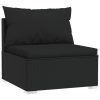 4 pcs conjunto lounge de jardim c/ almofadões vime PE preto - Image 3