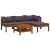 5 pcs conjunto lounge de jardim c/ almofadões acácia maciça - Image 2