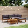 5 pcs conjunto lounge de jardim c/ almofadões acácia maciça