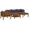 6 pcs conjunto lounge de jardim c/ almofadões acácia maciça - Image 2