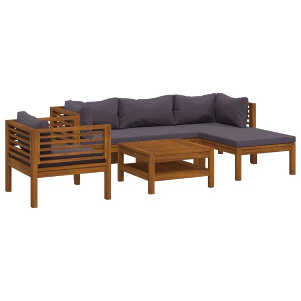 6 pcs conjunto lounge de jardim c/ almofadões acácia maciça - Image 2