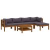 6 pcs conjunto lounge de jardim c/ almofadões acácia maciça - Image 2