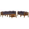 6 pcs conjunto lounge de jardim c/ almofadões acácia maciça - Image 2