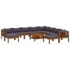 11 pcs conjunto lounge de jardim com almofadões acácia maciça - Image 2