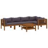 6 pcs conjunto lounge de jardim c/ almofadões acácia maciça - Image 2