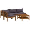 5 pcs conjunto lounge de jardim c/ almofadões acácia maciça - Image 2