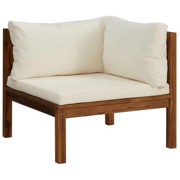 Banco de jardim 4 lugares c/ almofadões cor creme acácia maciça - Image 3