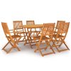 7 pcs conjunto de jantar para jardim madeira de acácia maciça - Image 2