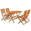 5 pcs conjunto de jantar para jardim madeira de acácia maciça - Image 2