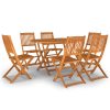 7 pcs conjunto de jantar para jardim madeira de acácia maciça - Image 2