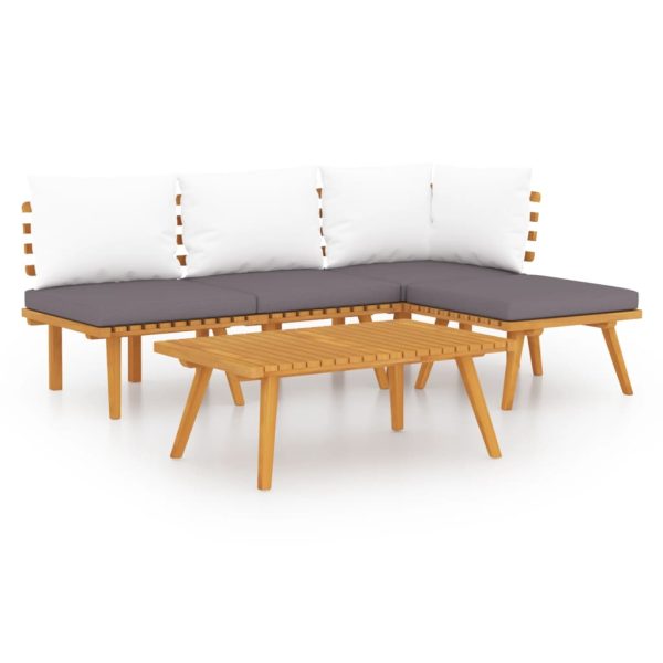 5 pcs conjunto lounge de jardim c/ almofadões acácia maciça - Image 2
